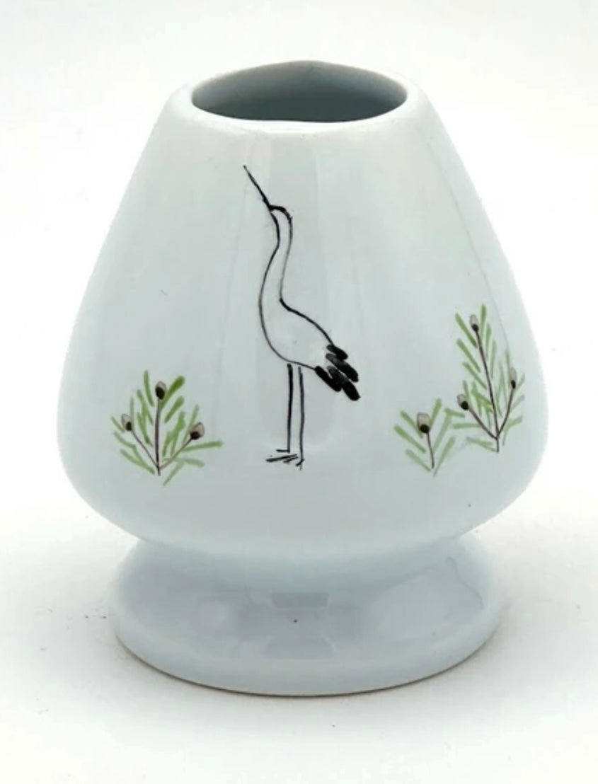 Handpainted whisk stand - stork